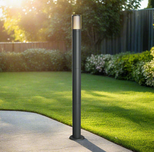 CGC LILLY Anthracite Dark Grey Ribbed GU10 Outdoor Bollard Post Light IP44