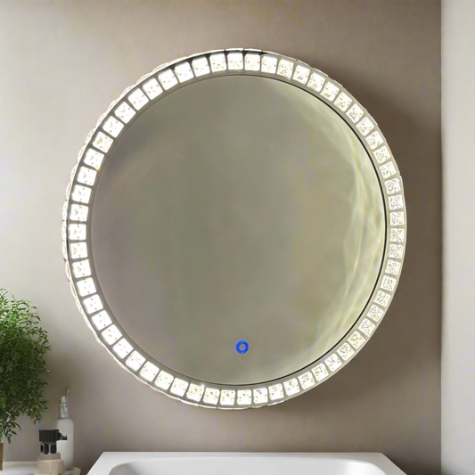 CGC ARIELLA 600mm Round Crystal LED Mirror Light with 3 CCT switch