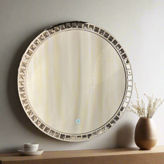 CGC ARIELLA 600mm Round Crystal LED Mirror Light with 3 CCT switch