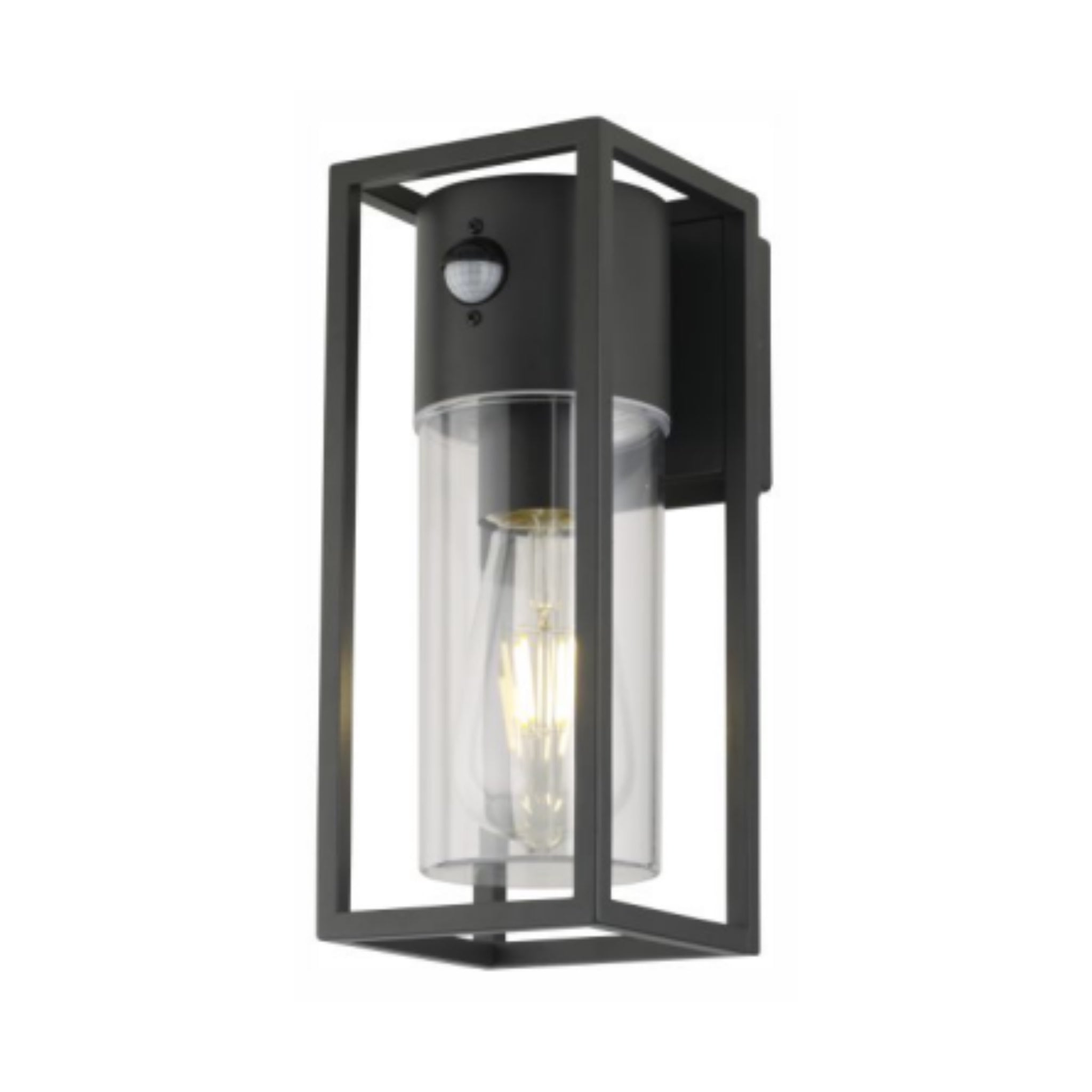 CGC ZOEY PIR Anthracite Dark Grey E27 Outdoor Wall Light Clear Diffuser IP54