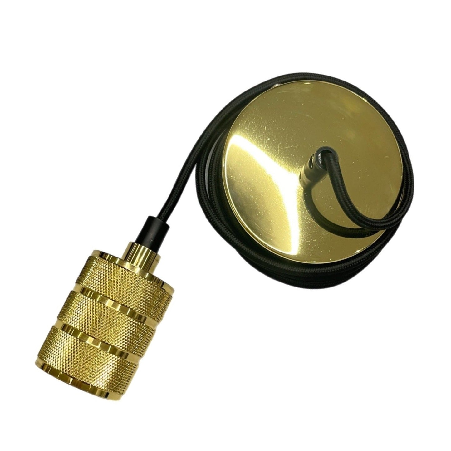 CGC SYDNEY II Gold Knurled Two Band 1.5m adjustable E27 Ceiling Pendant and Matching ceiling Rose