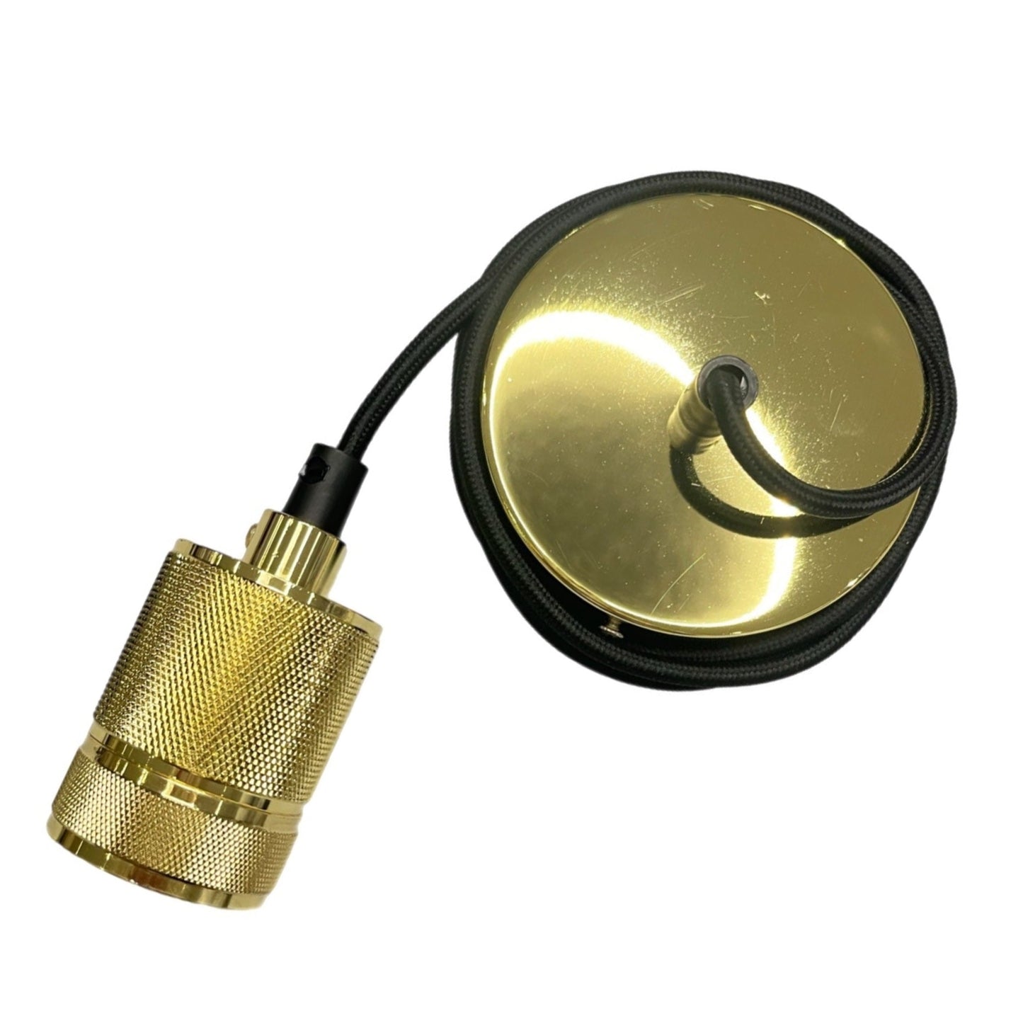 CGC SYDNEY Gold Knurled Single Band 1.5m adjustable E27 Ceiling Pendant and Matching ceiling Rose