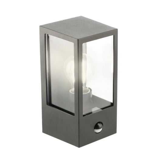 Our Marina black aluminium outdoor wall mounted lantern outdoor light with clear polycarbonate diffusers would look perfect in a modern or more traditional home design. Outside wall lights can provide atmospheric light in your garden, at the front door or on the terrace as well as a great security solution. It is designed for durability and longevity with its robust material producing a fully weatherproof and water resistant light fitting. Comes complete with a built in PIR motion sensor.