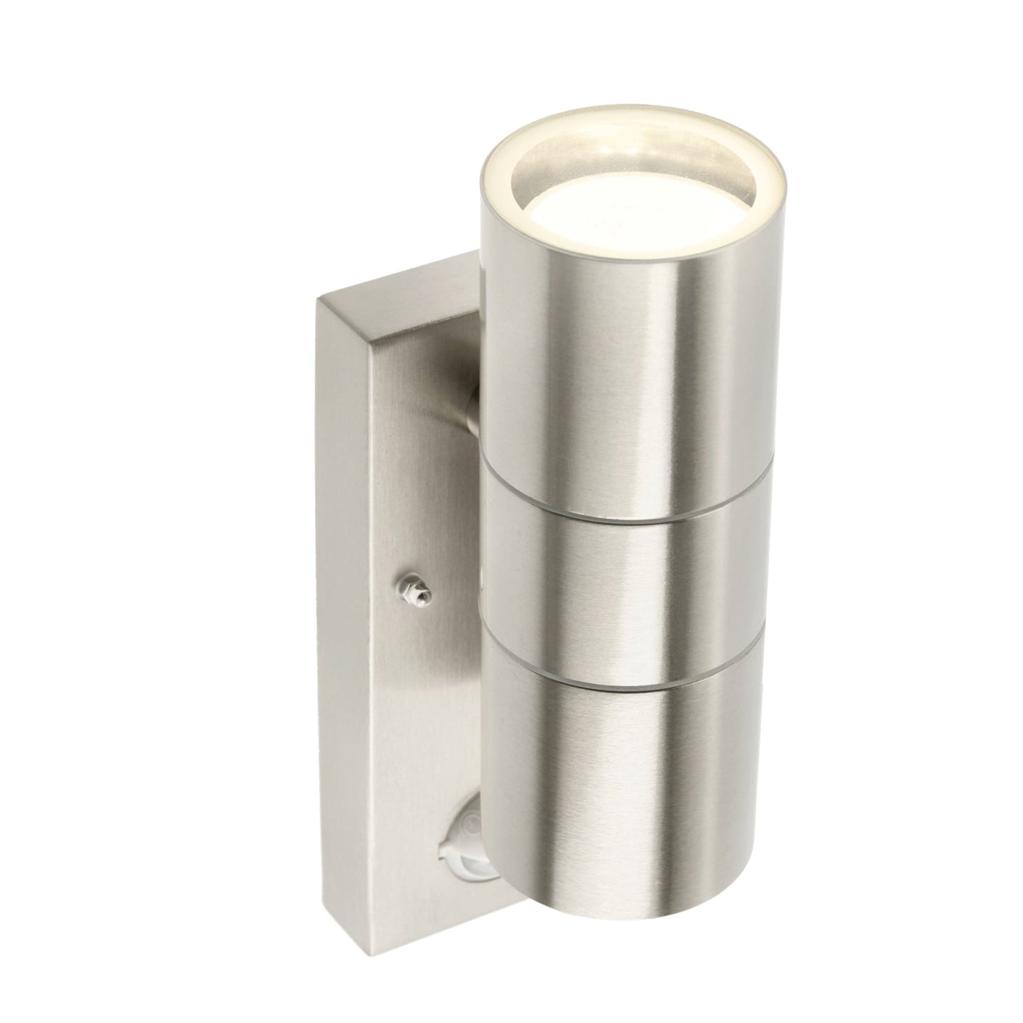 Our Alesha outdoor up and down light is modern and stylish in its appearance.  It comes in a cylinder design mounted on a rectangle back plate complete with clear glass diffusers and built in PIR motion sensor. It is designed for durability and longevity with its robust material producing a fully weatherproof and water resistant light fitting