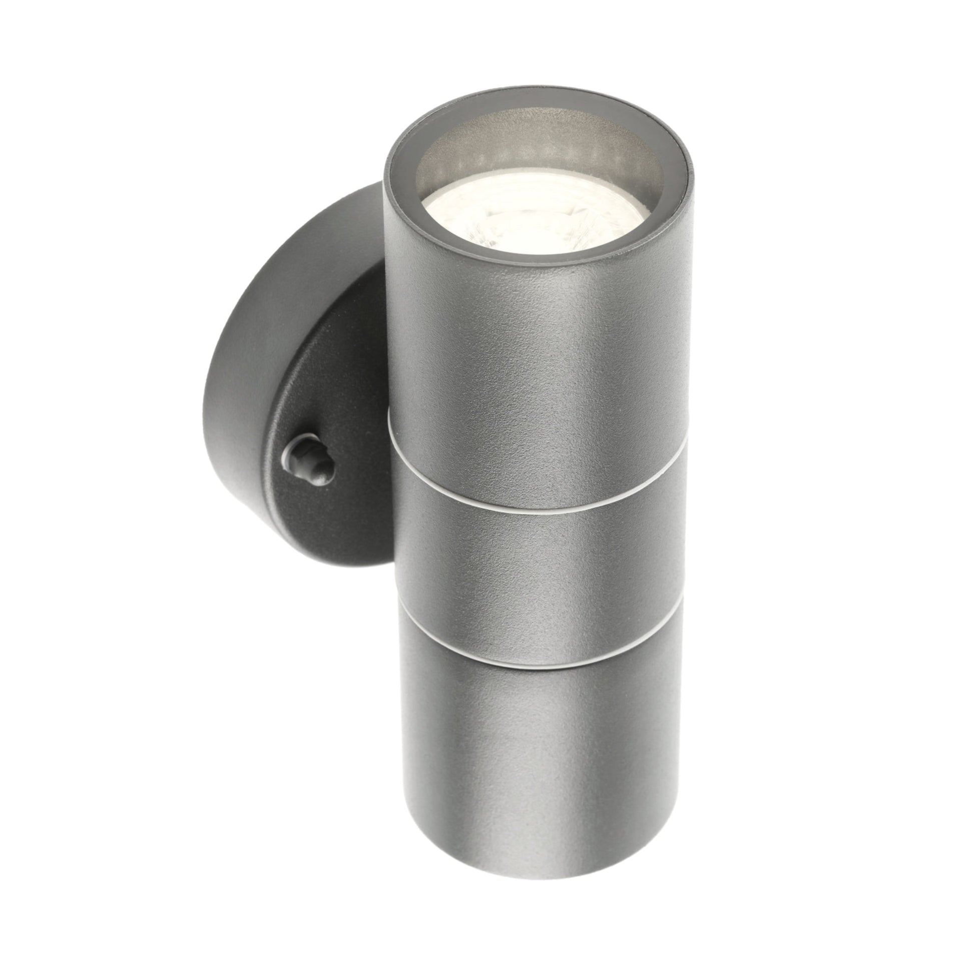 Our Mia outdoor up and down outdoor wall light is modern and stylish in its appearance.  It comes in a cylinder design mounted on a circular back plate and complete with clear glass diffusers. It is designed for durability and longevity with its robust material producing a fully weatherproof and water resistant light fitting