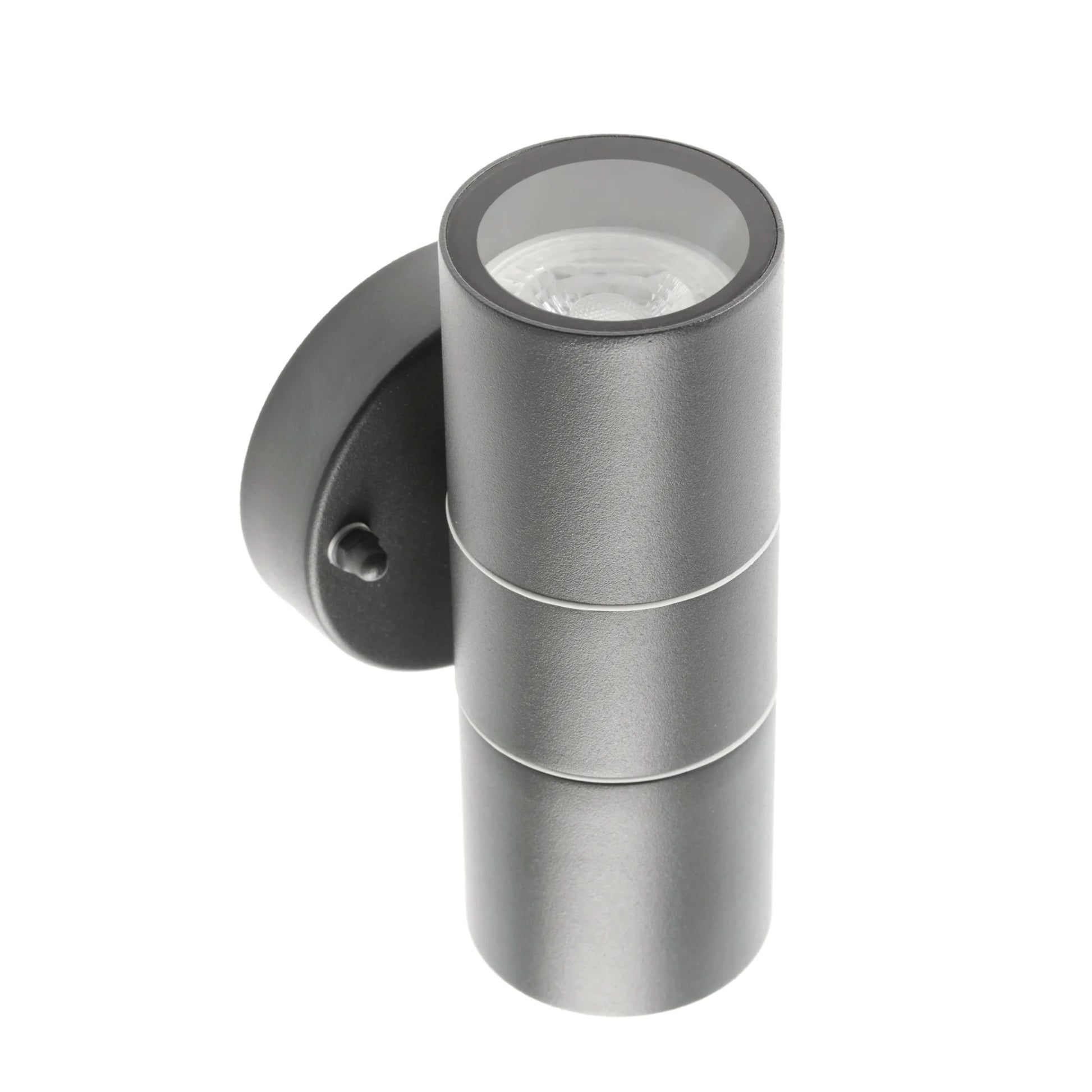 Our Mia outdoor up and down outdoor wall light is modern and stylish in its appearance.  It comes in a cylinder design mounted on a circular back plate and complete with clear glass diffusers. It is designed for durability and longevity with its robust material producing a fully weatherproof and water resistant light fitting