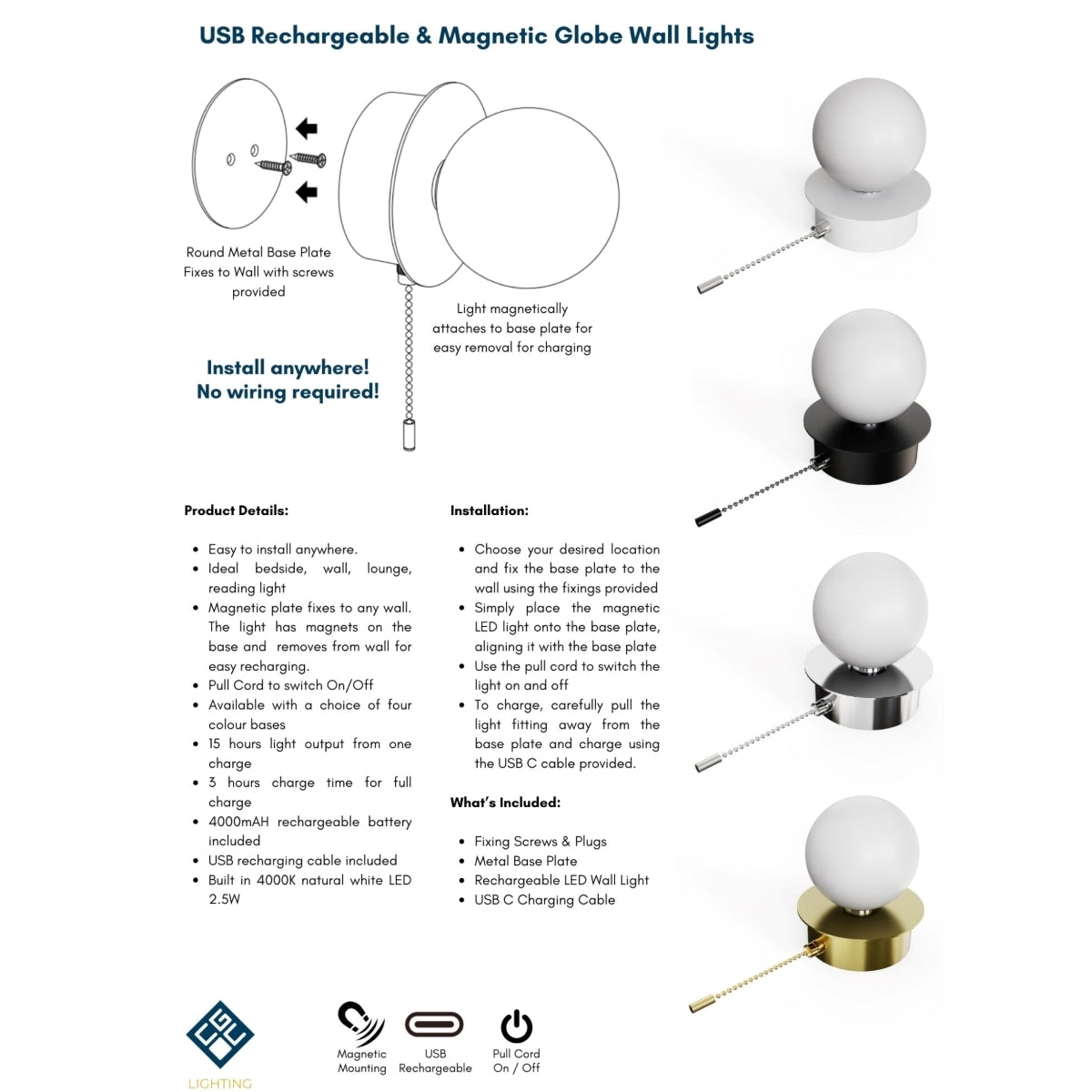  Macie's elegant and stylish finish makes it the ideal addition to any room. It will look perfect in both traditional and modern environments. The beauty of this wall light means you can install it on any wall without the requirement of expensive electrician fees and mains installation.