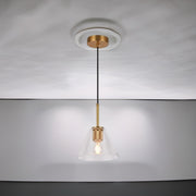 Our Cree pendant light is a stylish addition suitable for every room, its gold glass conical body with matching gold ceiling rose and cable creates an amazing feature on any ceiling and gives a golden finish that warms up the room . The lamp looks great with a filament light bulb, especially in industrial and modern interiors