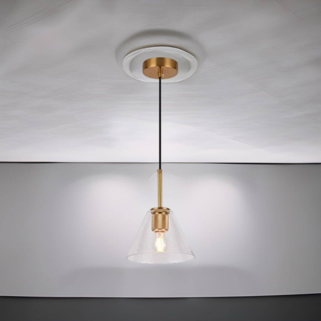 Our Cree pendant light is a stylish addition suitable for every room, its gold glass conical body with matching gold ceiling rose and cable creates an amazing feature on any ceiling and gives a golden finish that warms up the room . The lamp looks great with a filament light bulb, especially in industrial and modern interiors
