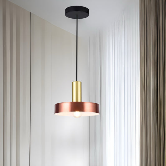 Our Selvia pendant light is a stylish addition suitable for every room, its metal copper  dome shape shade with contrasting gold lamp holder creates an amazing feature on any ceiling. The lamp looks great with a filament light bulb, especially in industrial and modern interiors.