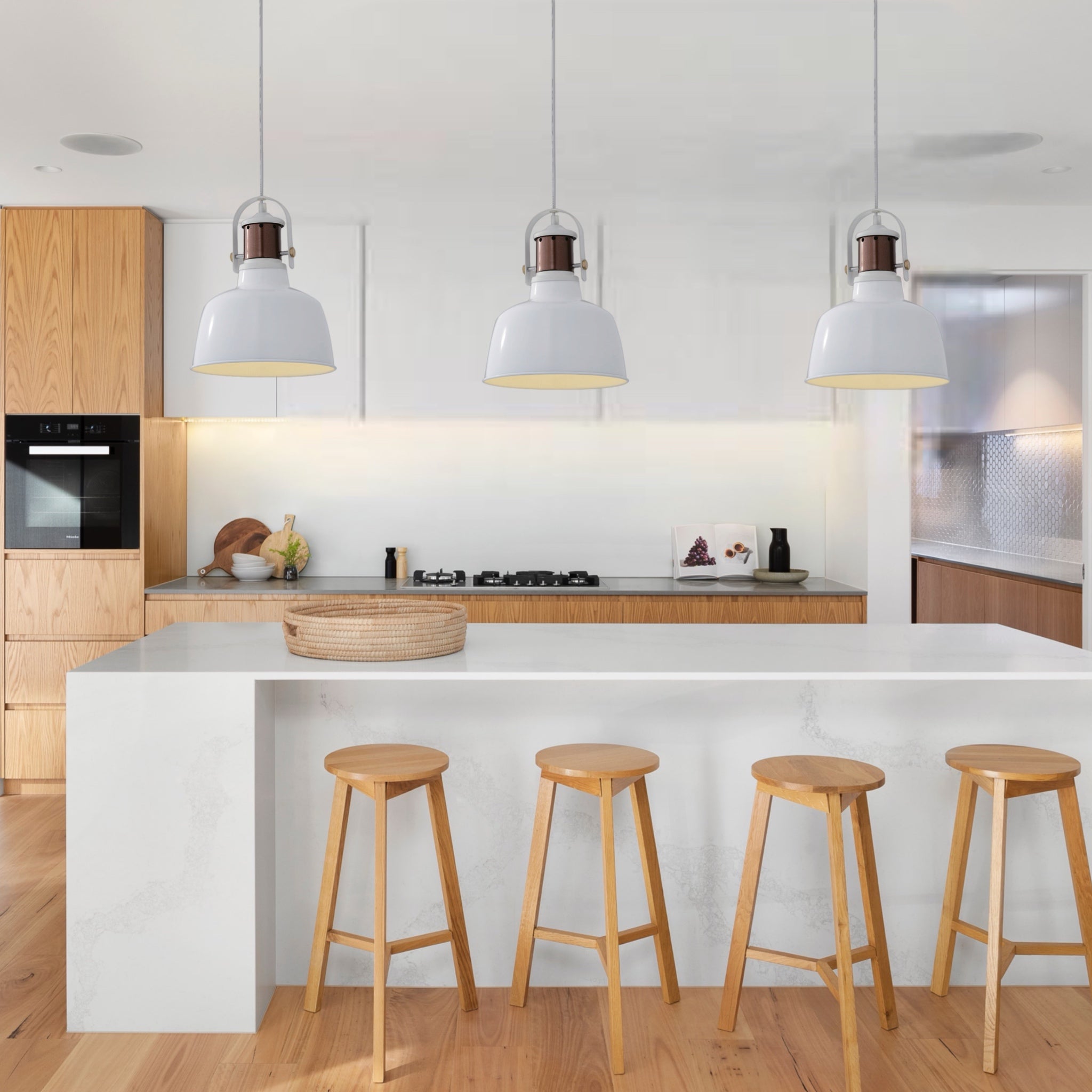 Our Marnie white adjustable dome ceiling pendant light is the perfect addition to any room to add a modern and industrial focal point. The industrial style of this light brings a bright and elegant aesthetic to your interior as the dome shape creates a modern and contemporary appearance. 