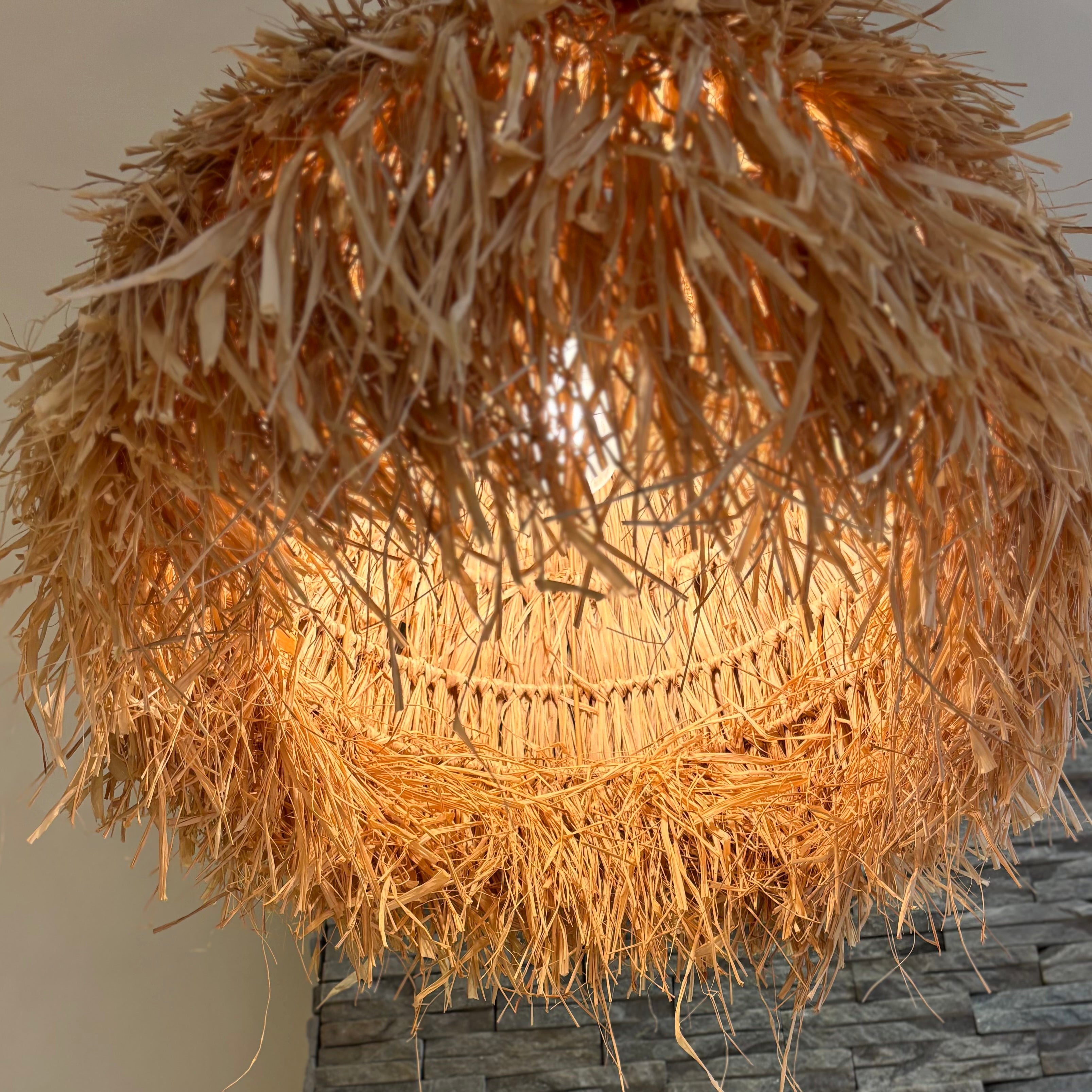 CGC Gilli Large Natural Raffia Grass  67 cm Lampshade Easy Fit Pendant Light Shade