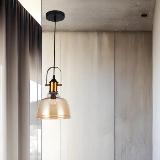 Industrial lighting has been very popular in the lighting sector for some time. Our glass champagne Toby pendant light with its brass fitting is a very attractive light fitting for all kinds of modern living space especially over counter and  kitchen islands. 