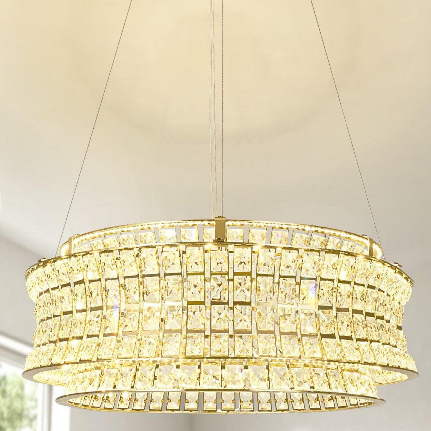 CGC SASY Gold and Crystal adjustable ceiling light pendant