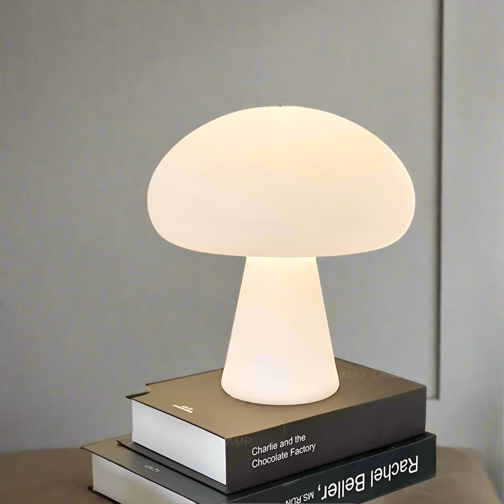 CGC PANDORA White Frosted Mushroom Table Lamp