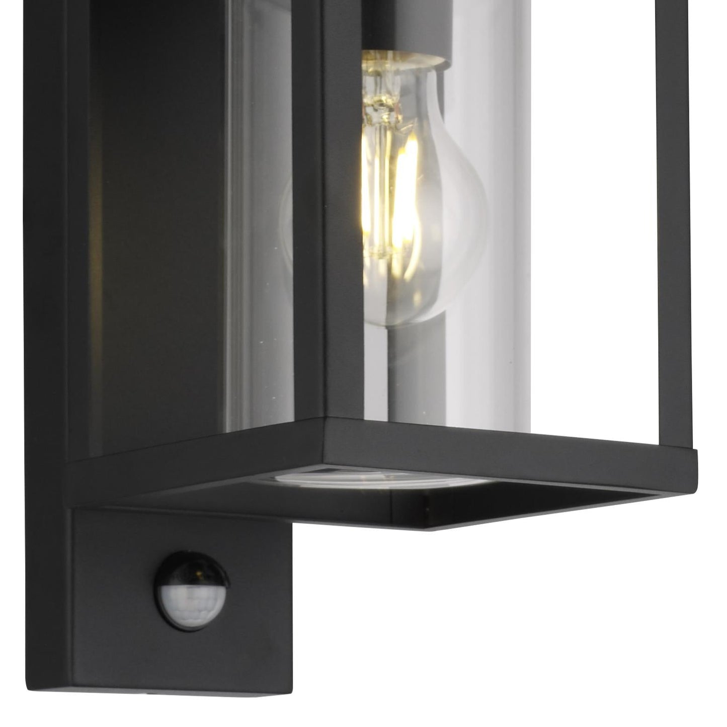 CGC ABEL Matt Black Box Lantern Wall Light with PIR Motion Sensor