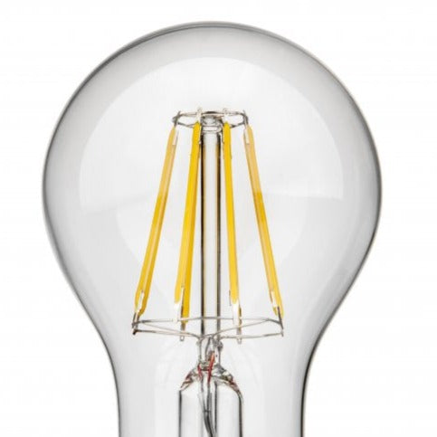 Our natural white LED bulbs have a visible filament for a distinctive look that will complement an array of home decors. The clear glass gives a bright and strong light output.  Not only is it a decorative feature light bulb, but it also has low energy consumption, making it both practical and ideal for mood lighting.