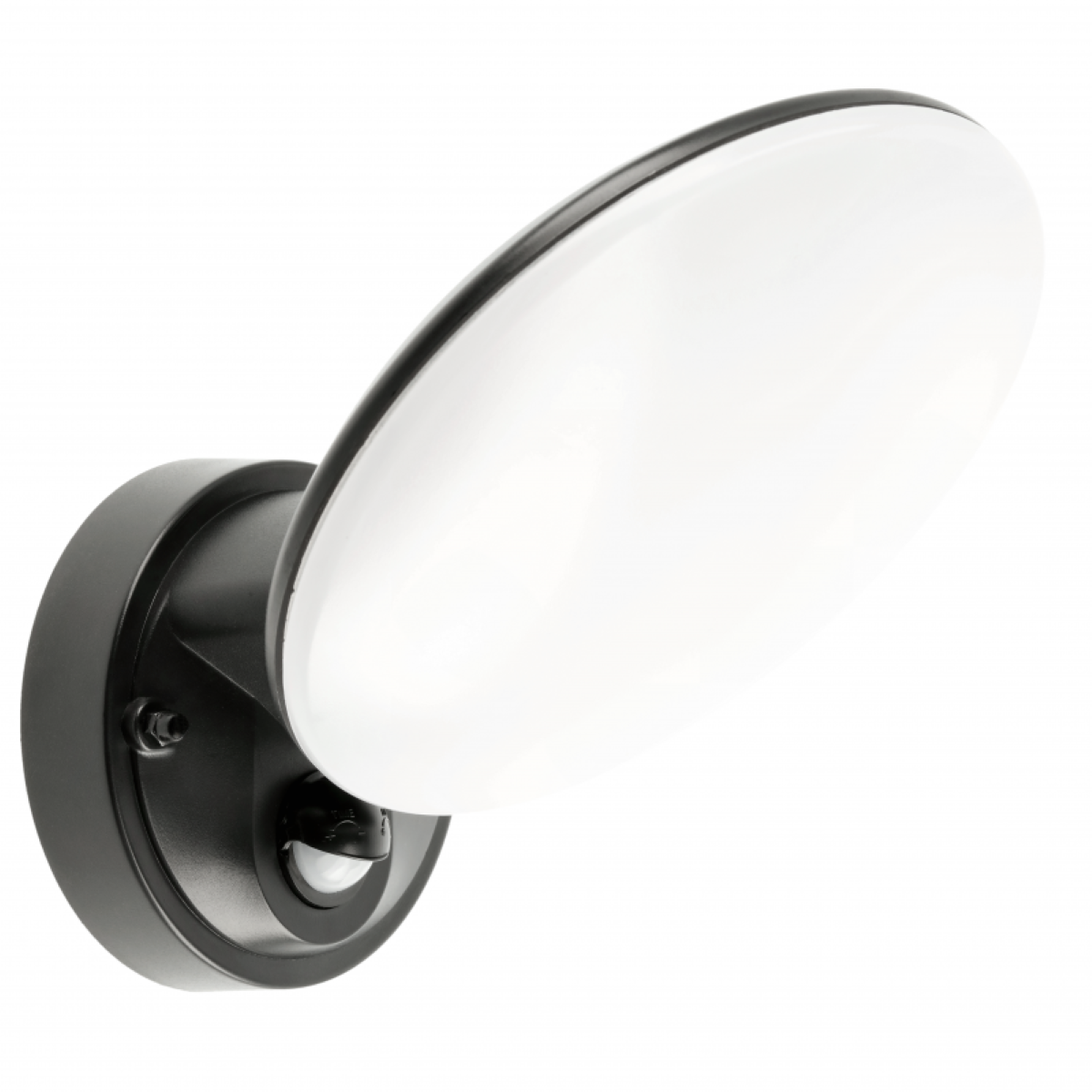 CGC EZRA Slim Round Black LED Outdoor Wall Light with PIR Motion Sensor 10W 1000lm 4000k Natural White LED