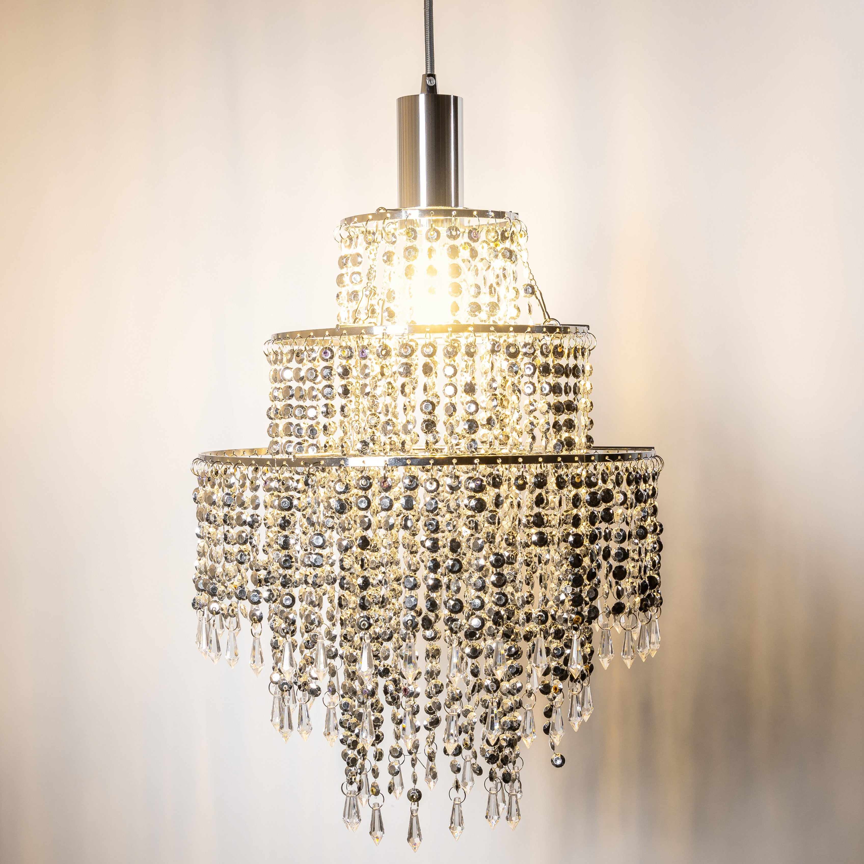 CGC LIZA Three Tier Extra Large Chandelier Crystal & Chrome Ceiling Light Shade