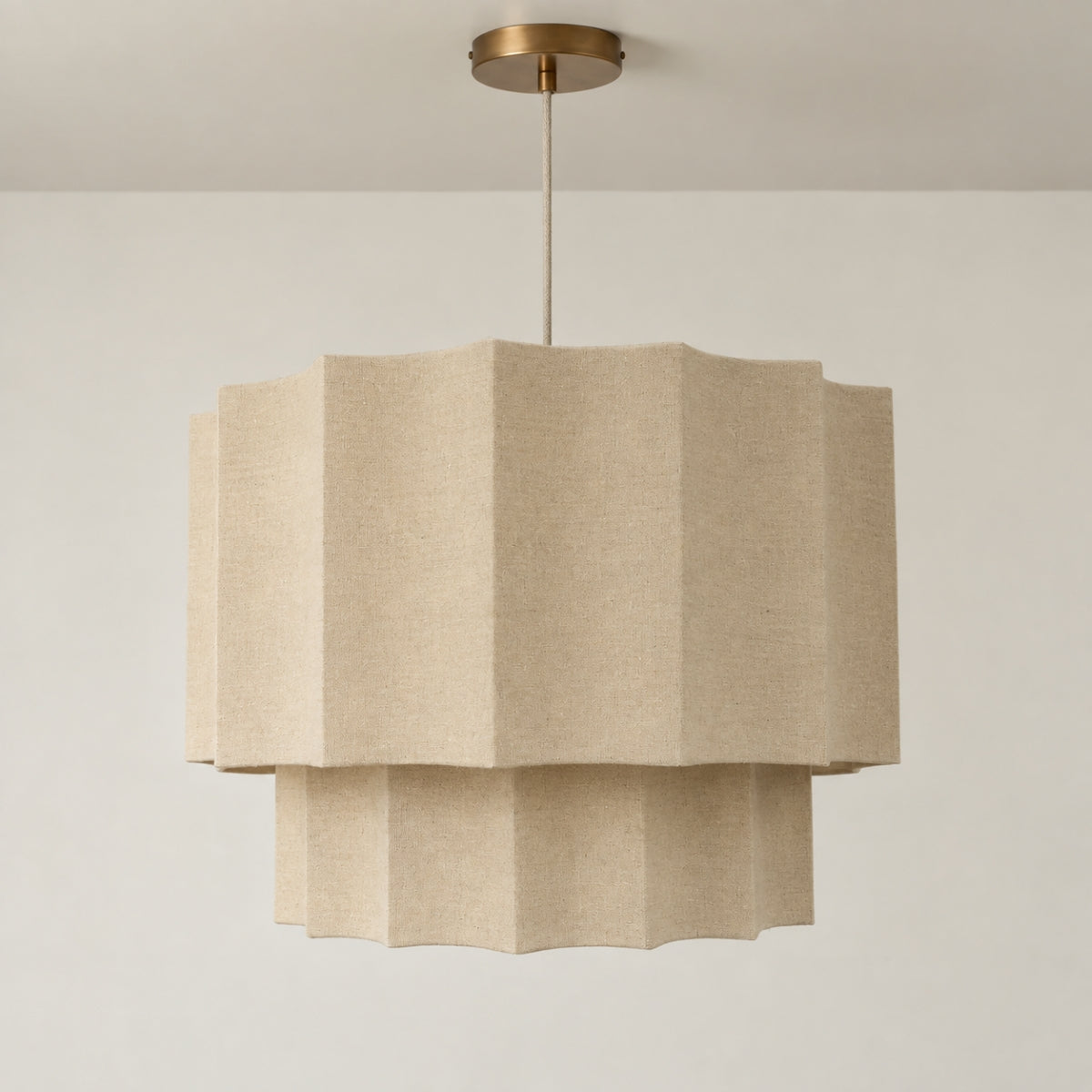 CGC Catalina Extra Large 52cm Oatmeal Linen Two Tier Inverted Scallop Lampshade