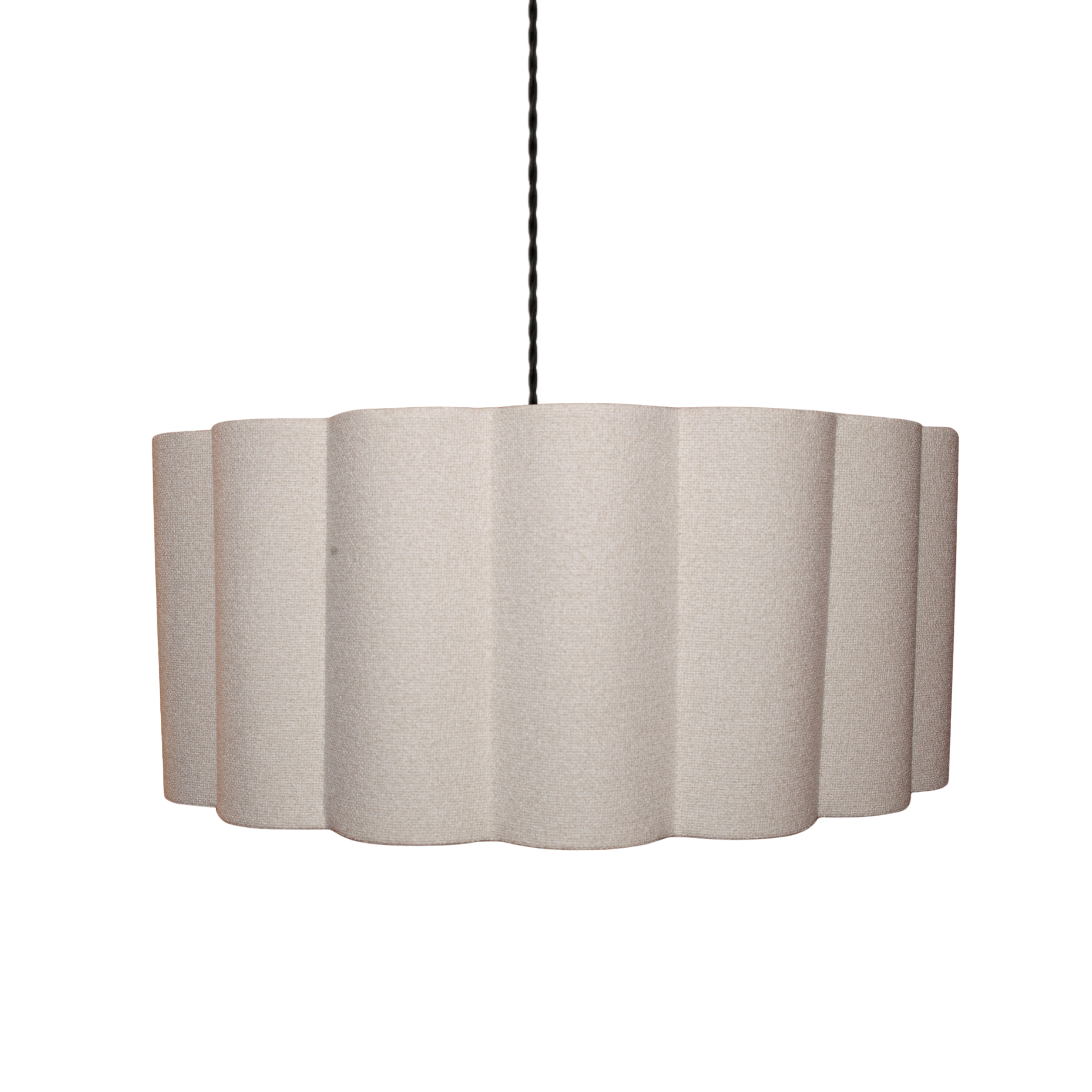 CGC Maria Scalloped Cream Fine Luxury Linen Drum Lampshade Large 48cm