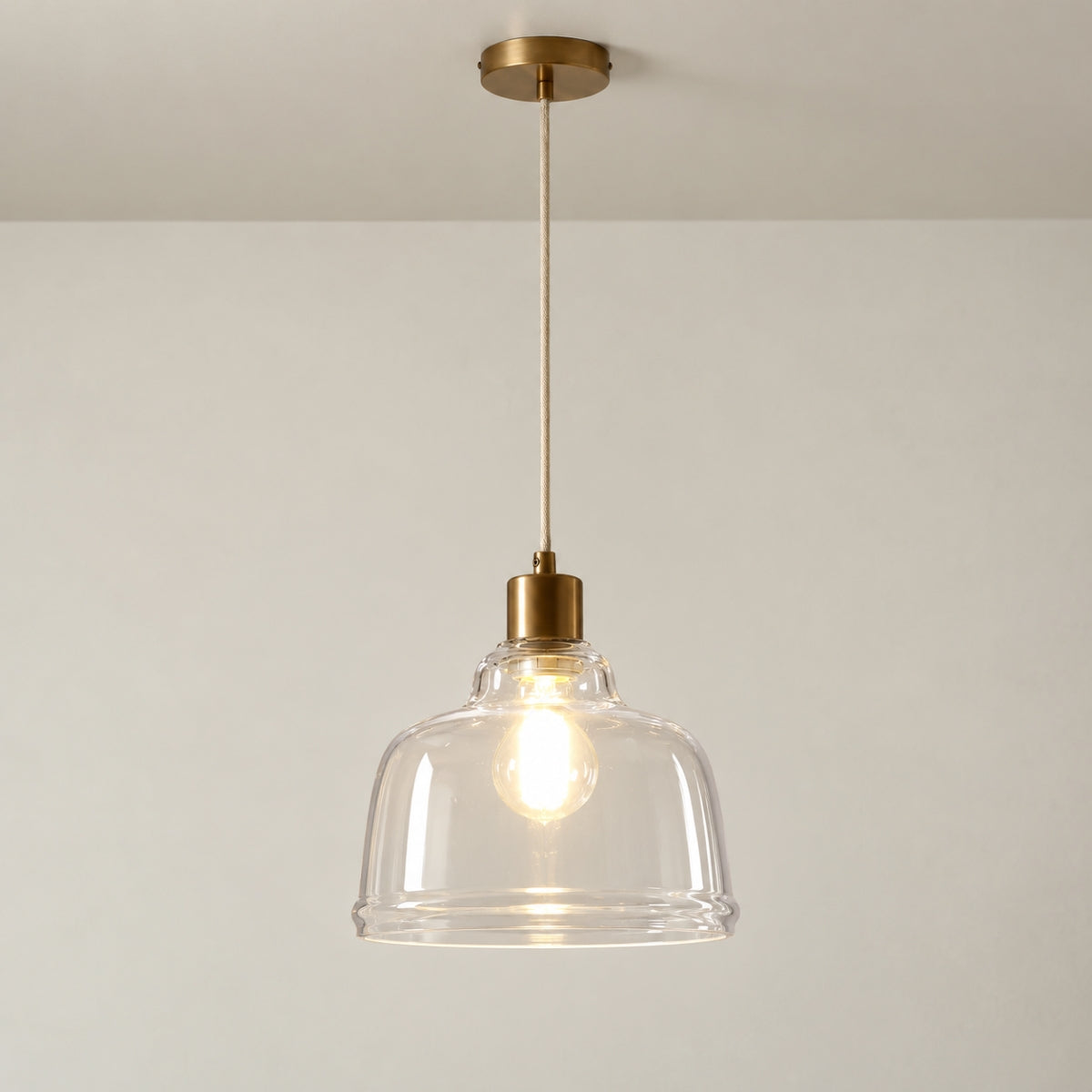 CGC HONEY Clear Glass Dome Diner Lampshade