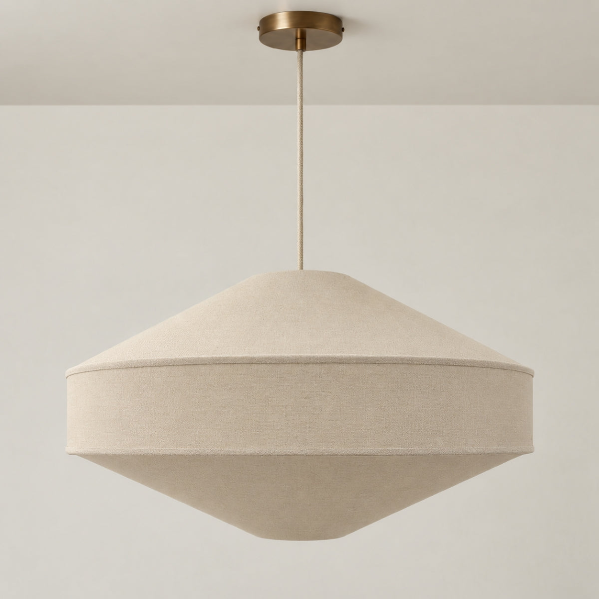 CGC LIBBY Extra Large 60cm Geometric Oatmeal Stretch Linen Fabric Lampshade
