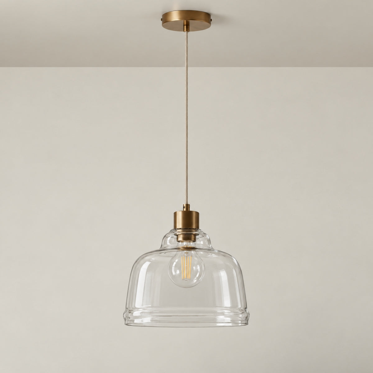 CGC HONEY Clear Glass Dome Diner Lampshade