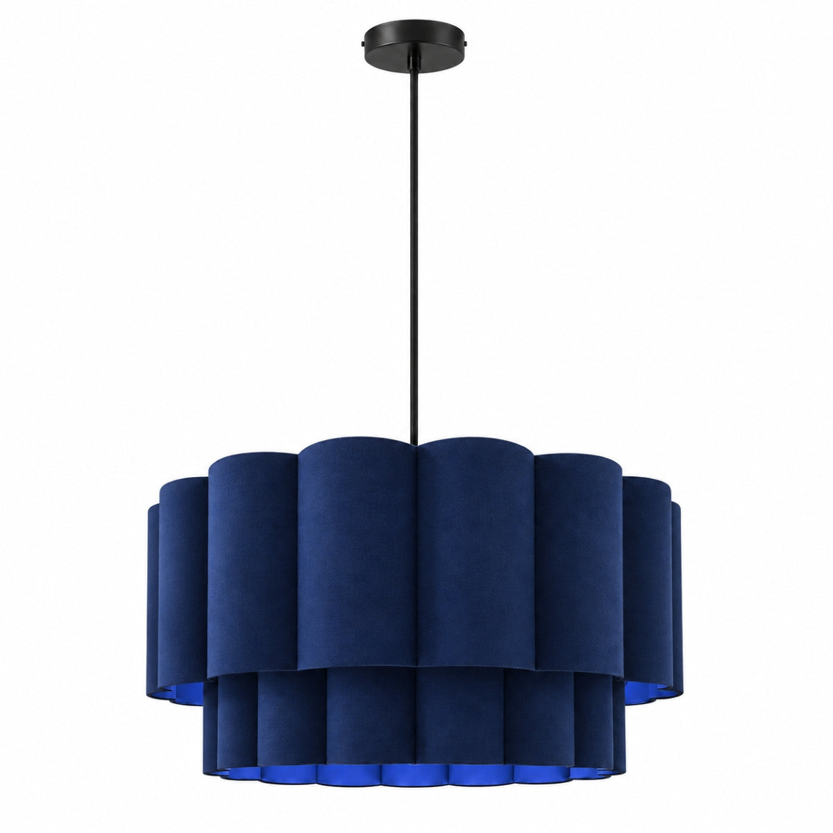 CGC Selina Scalloped Two Tier Navy Drum Lampshade Large 48cm