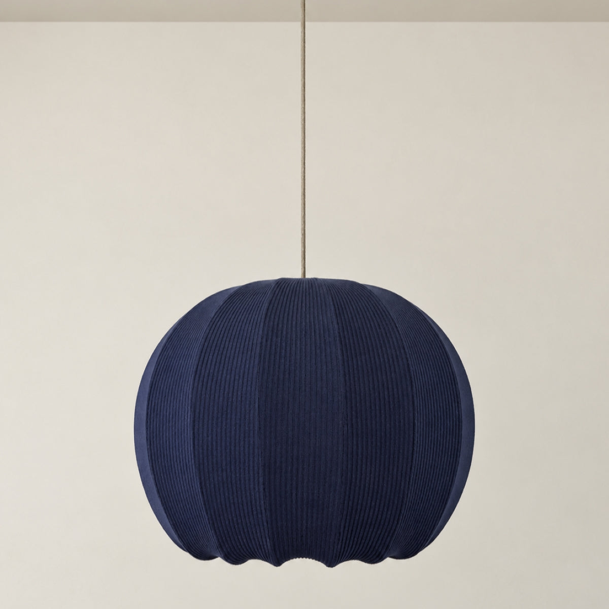CGC LILA Navy Rounded Ribbed Stretch Cotton Fabric Lampshade