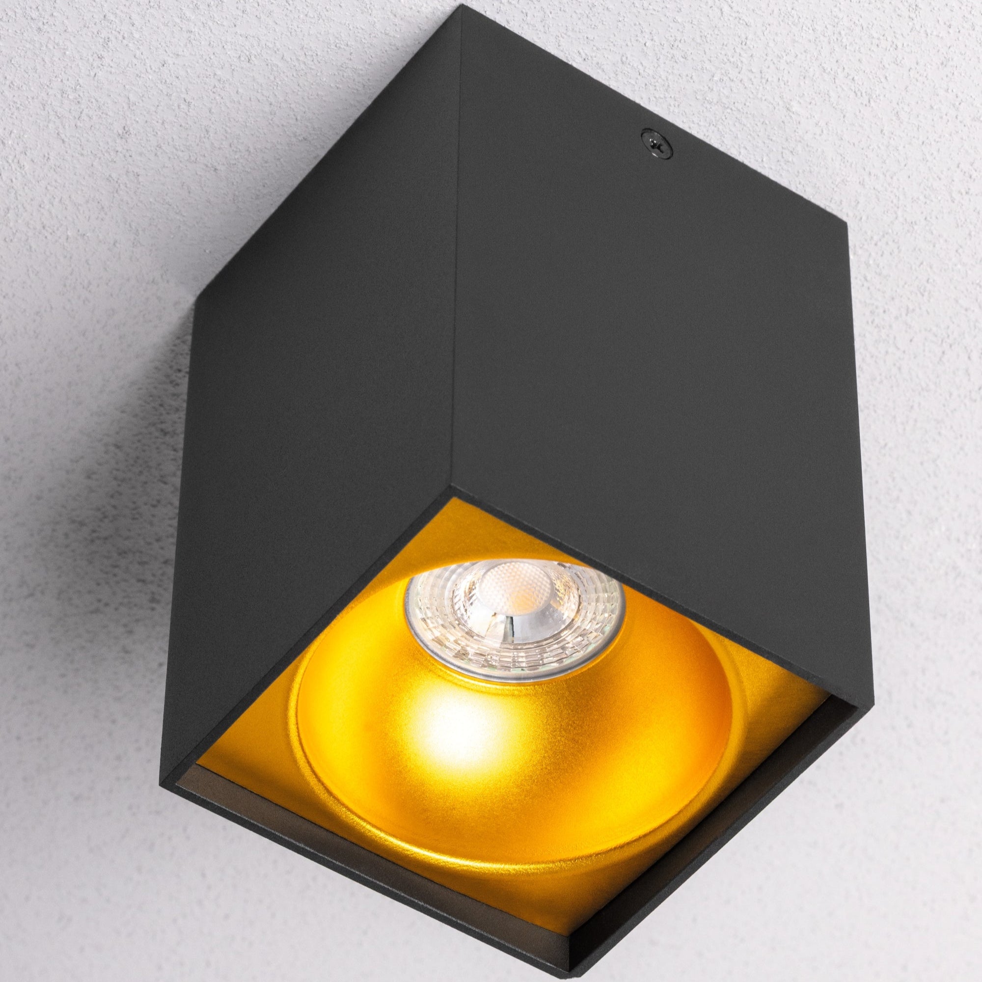 CGC SANDRA Black Square Single Spotlight With Gold Reflector