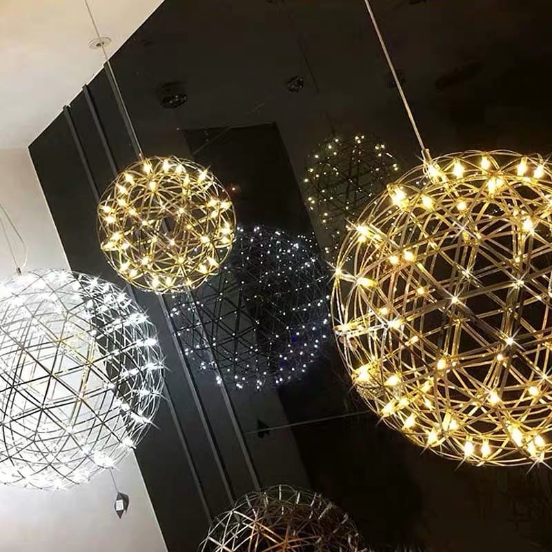 CGC FAWKES Warm White 120 cm XXXL Large Gold Firework / Starburst LED Pendant Light Chandelier