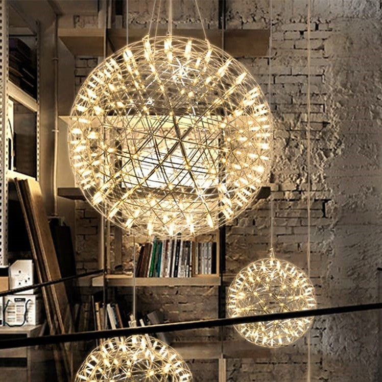 CGC FAWKES Warm White 120 cm XXXL Large Gold Firework / Starburst LED Pendant Light Chandelier