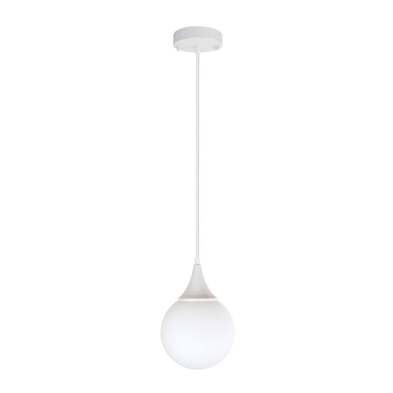 CGC PEARL White Suspended Ceiling Pendant Light with Pearl White Round Globe