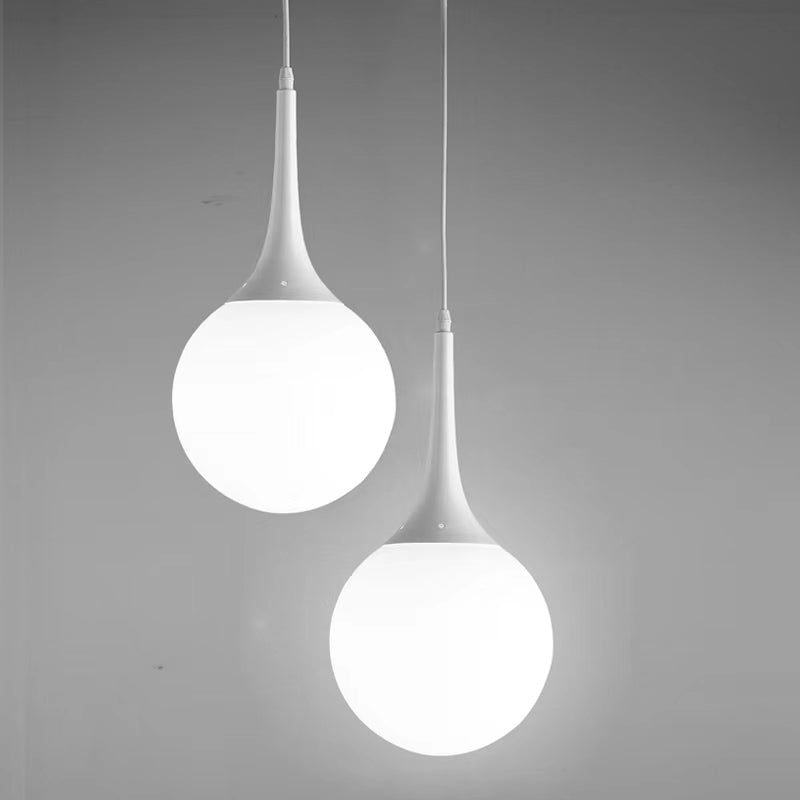 CGC PEARL White Suspended Ceiling Pendant Light with Pearl White Round Globe
