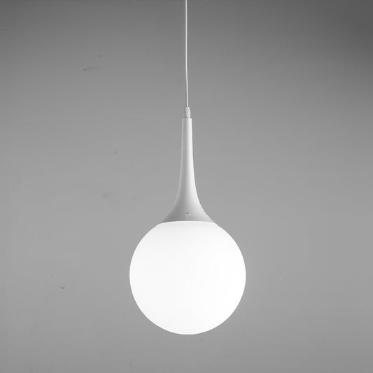 CGC PEARL White Suspended Ceiling Pendant Light with Pearl White Round Globe