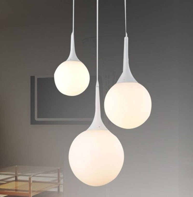 CGC PEARL White Suspended Ceiling Pendant Light with Pearl White Round Globe