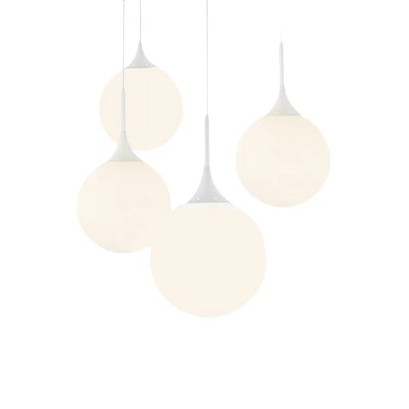 CGC PEARL White Suspended Ceiling Pendant Light with Pearl White Round Globe