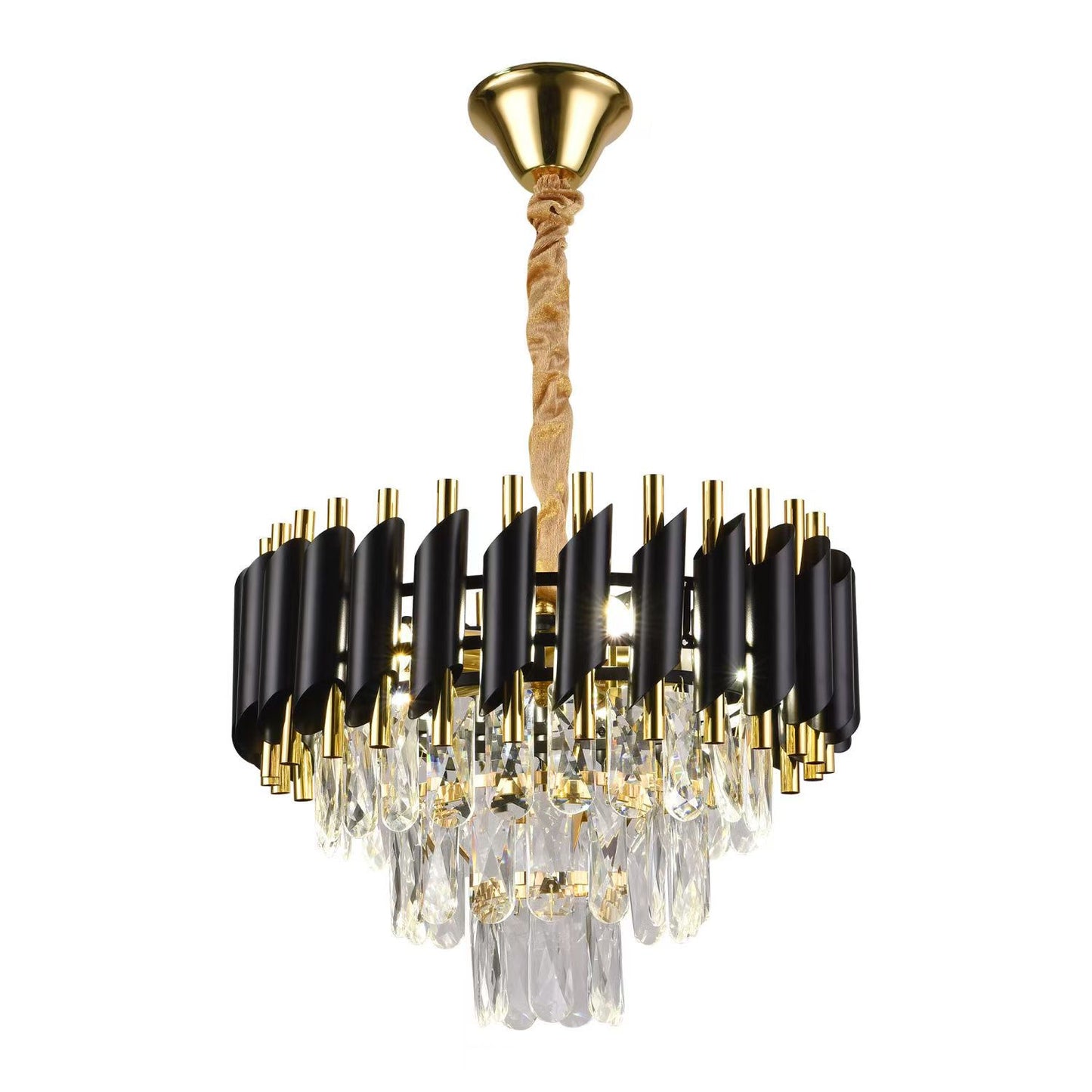 CGC LEOLA Black and Gold Crystal adjustable ceiling light pendant