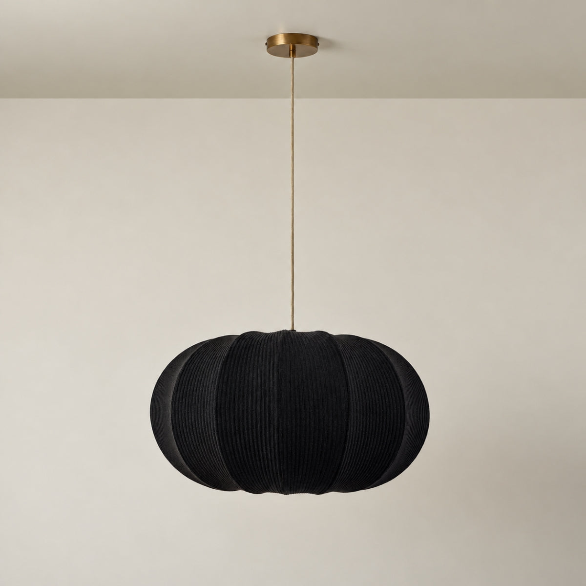 CGC LILA Black Oval Stretch Ribbed Cotton Fabric Lampshade