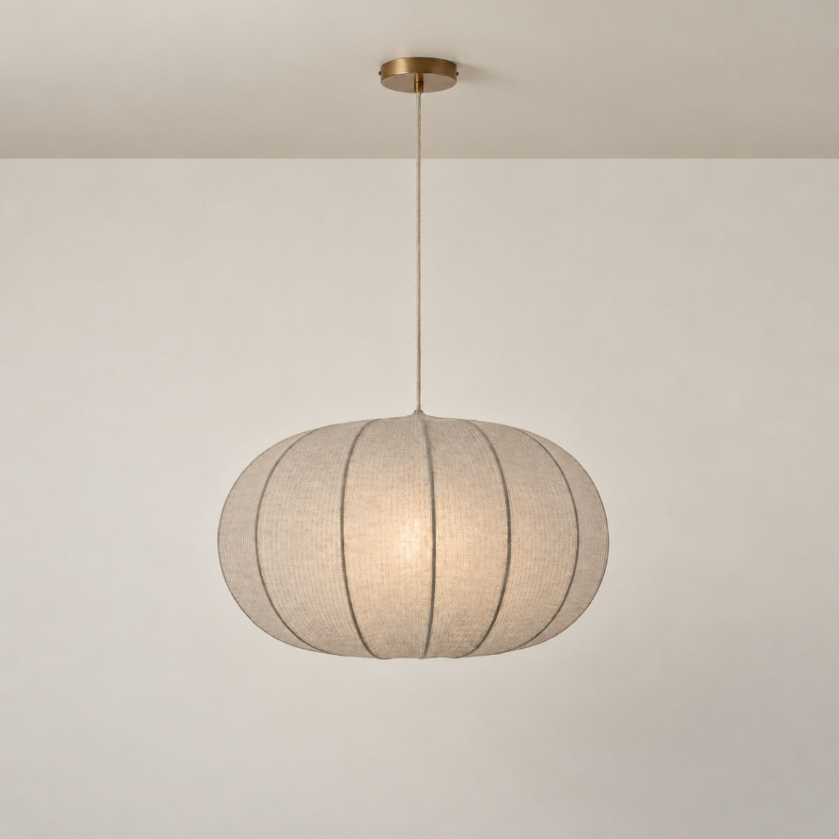 CGC LILA Grey Oval Stretch Ribbed Cotton Fabric Lampshade
