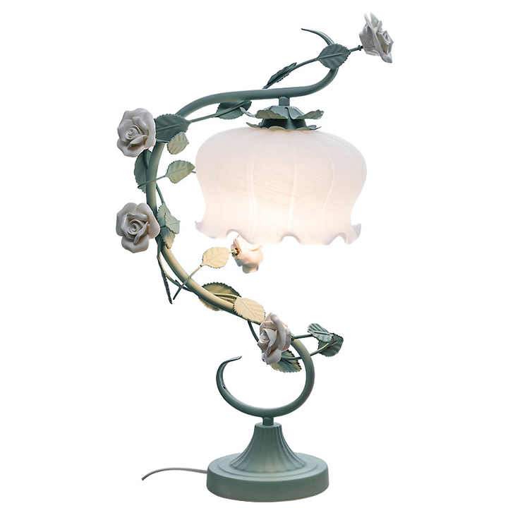 CGC ROSIE Green Vine and Rose Table Lamp