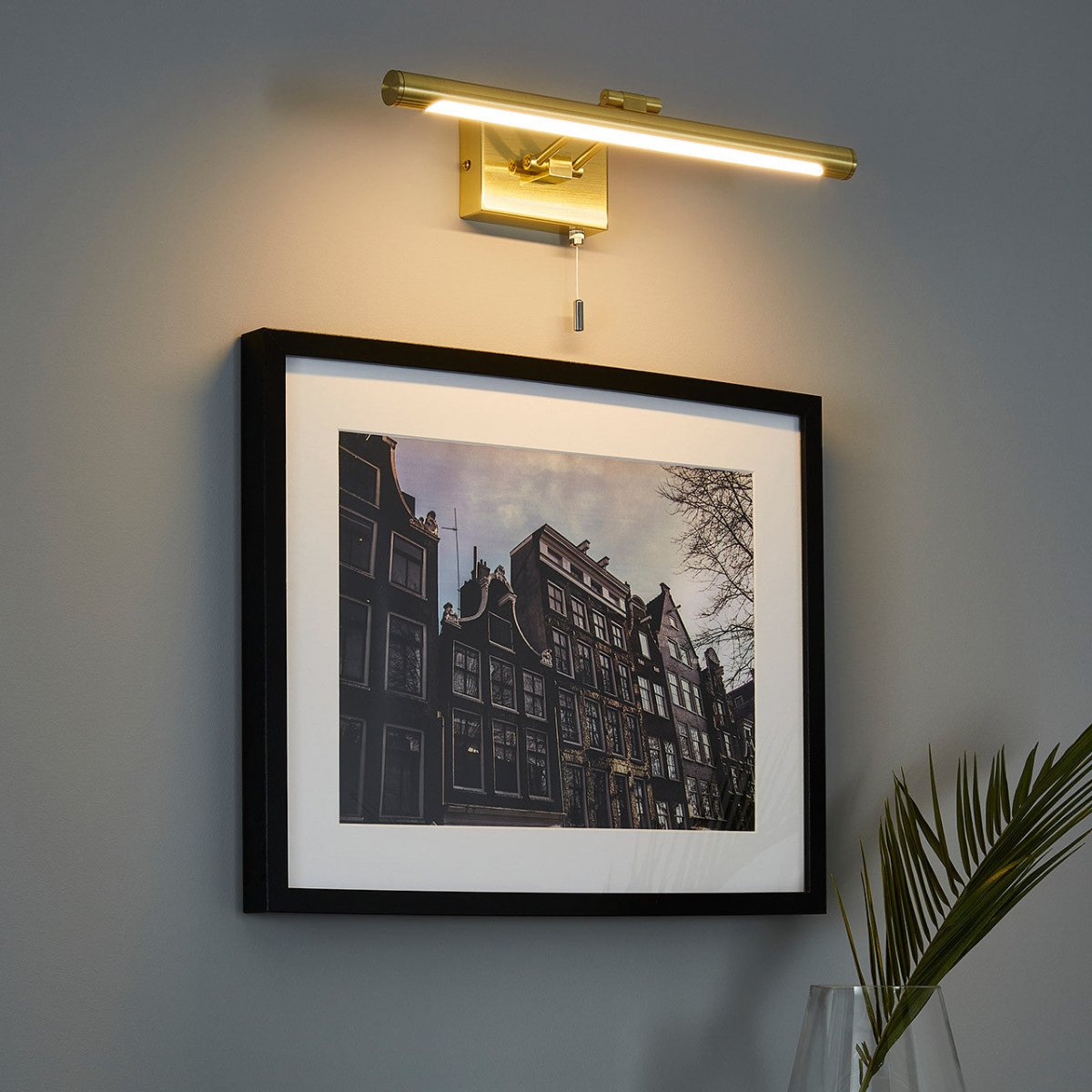 CGC LOIS Satin Brass LED Over Mirror /  Picture Light With Pull Cord