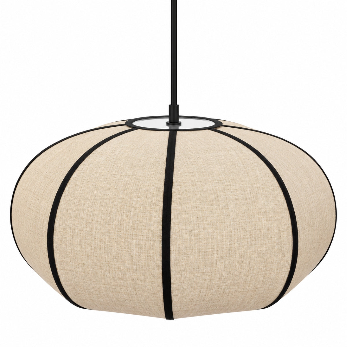 CGC LIBBY Large Rounded Oatmeal Stretch Linen Fabric Black Stitch Lampshade