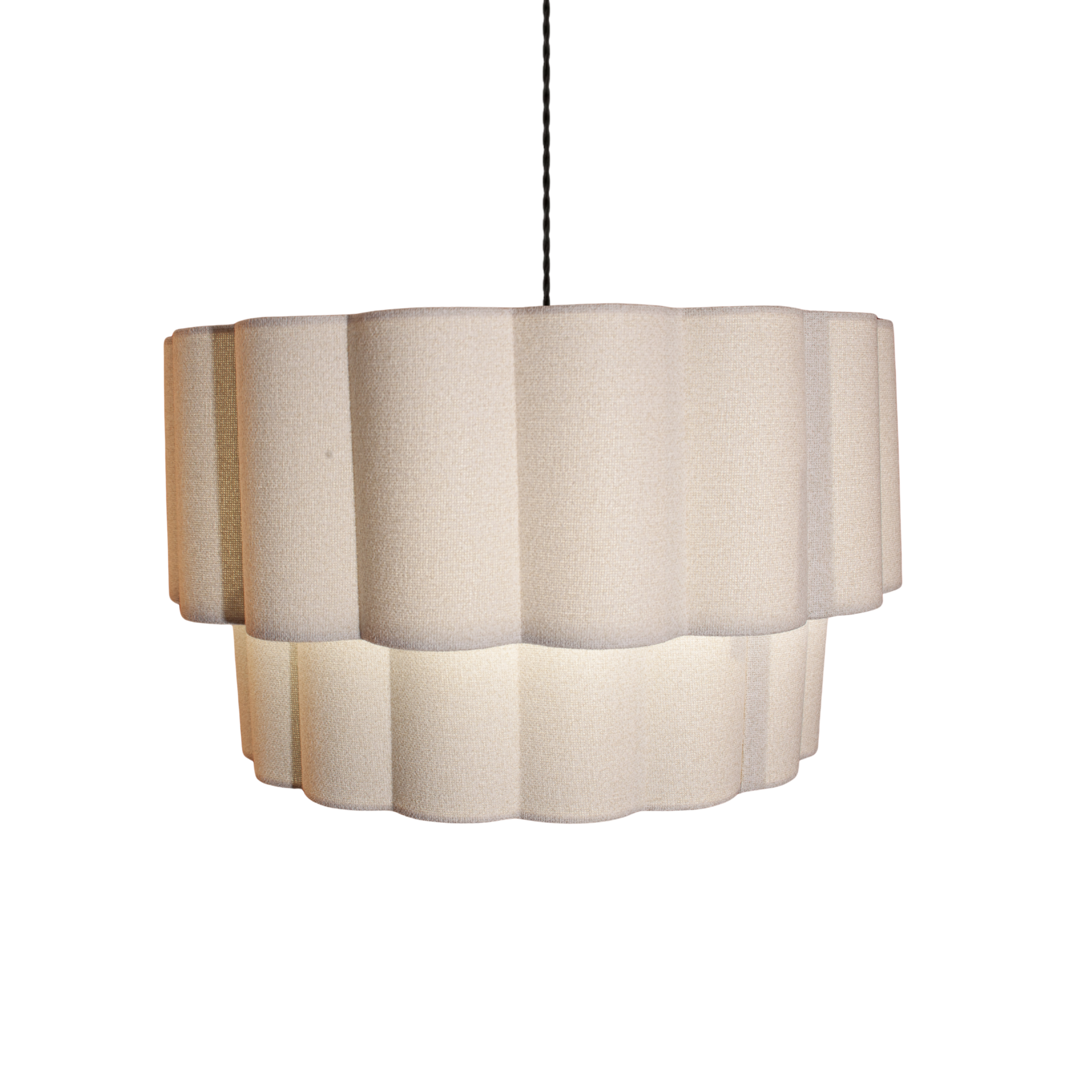 CGC Selina Scalloped Two Tier Cream Fine Linen Drum Lampshade Large 48cm