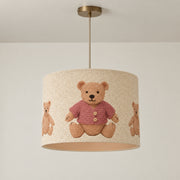 CGC BLAKE 30cm Oatmeal Linen Pink Teddy Bear Childrens Lamp Shade