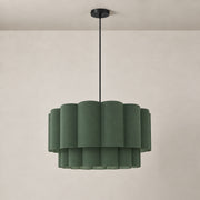 CGC Selina Scalloped Two Tier Forest Green Drum Lampshade Large 48cm