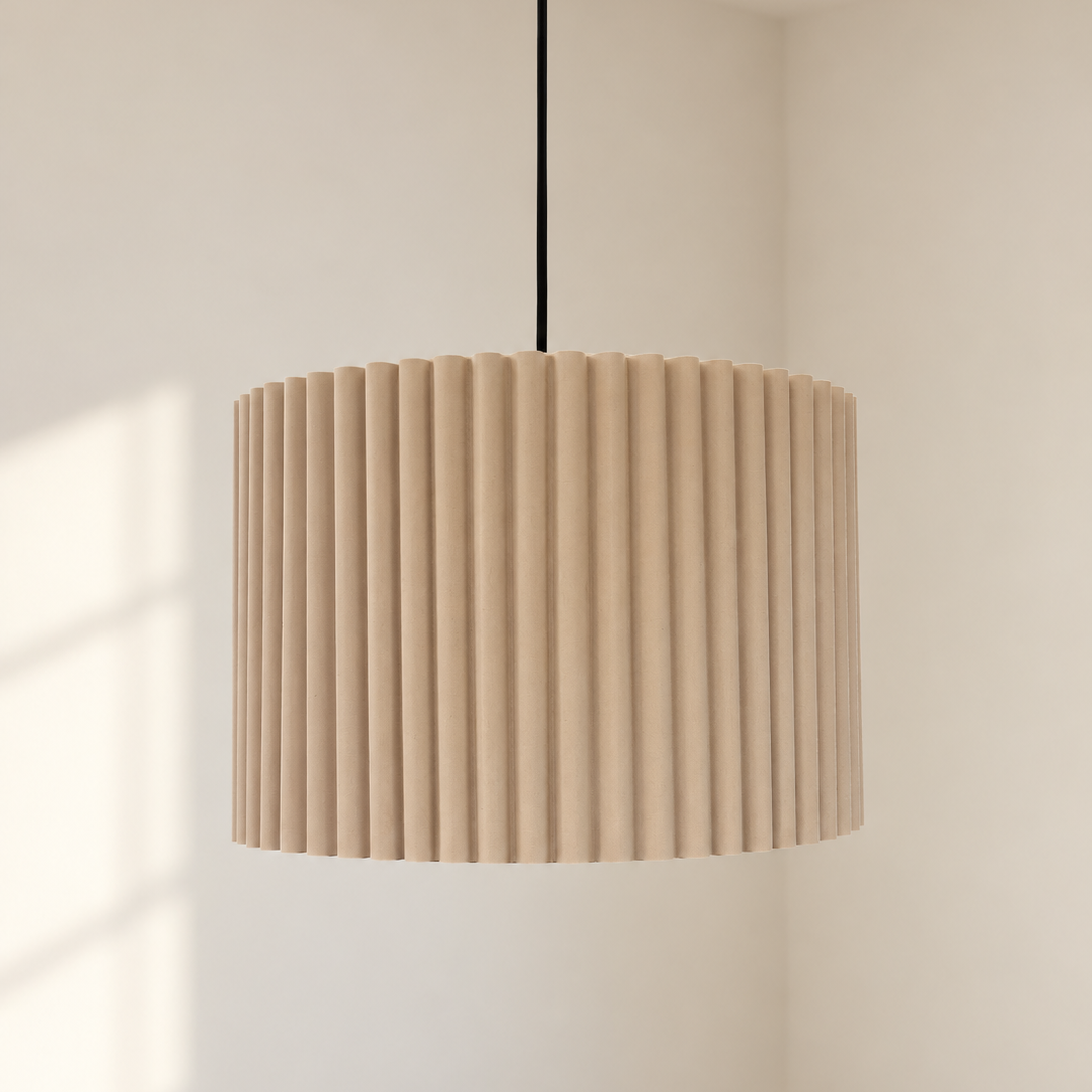 CGC Allegra Pale Grey Fine Scallop Extra Large Drum Lampshade