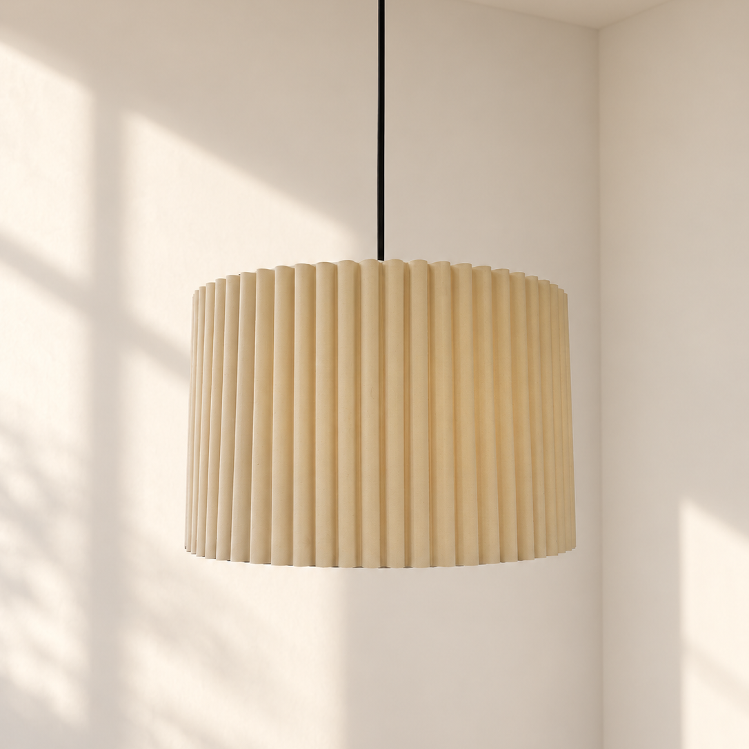 CGC Allegra Pale Grey Fine Scallop Extra Large Drum Lampshade