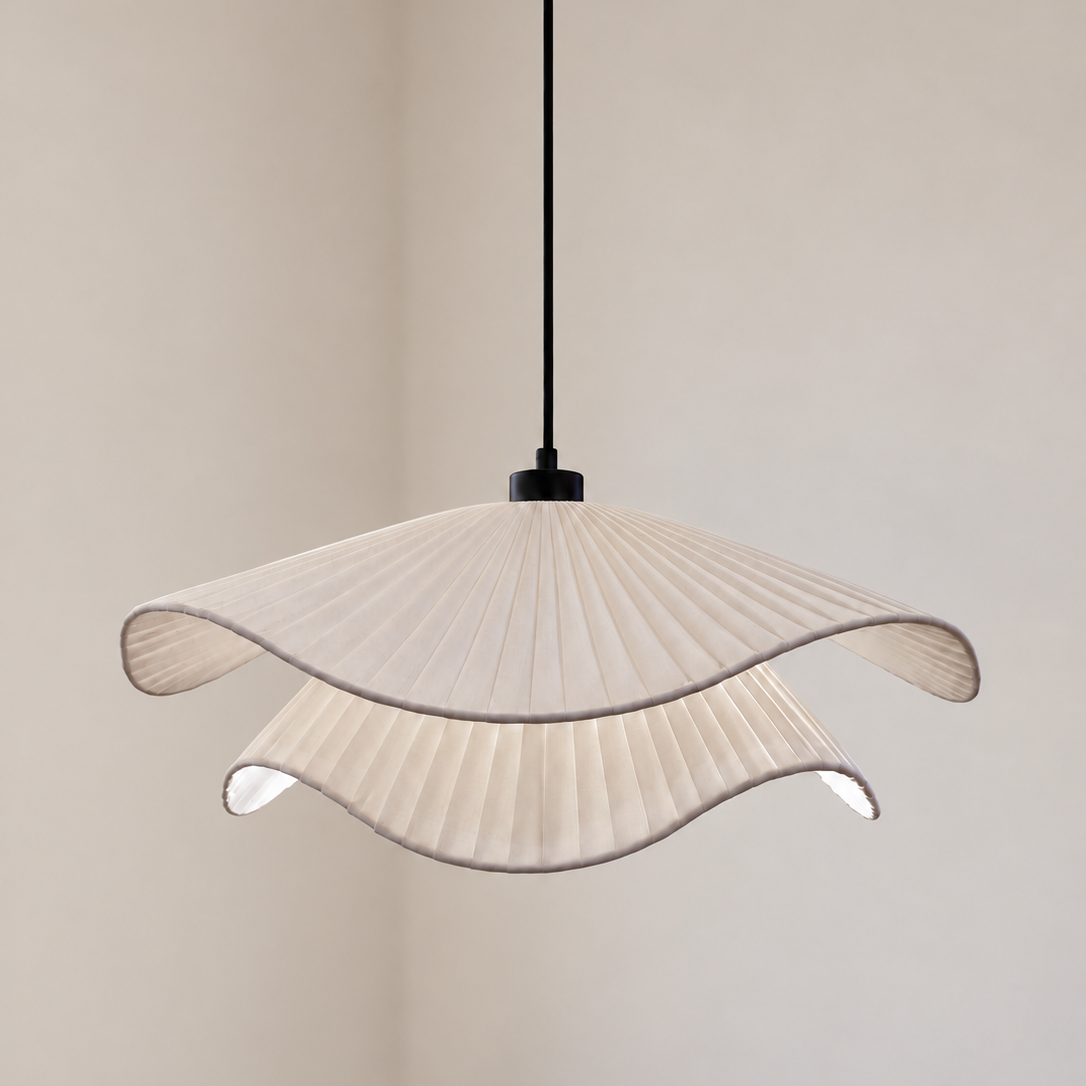 CGC Andres White Large 48cm Two Tier Pleated Wave Lamp Shade